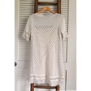 Zara‎ Lace Crochet Cream Mini Dress Small